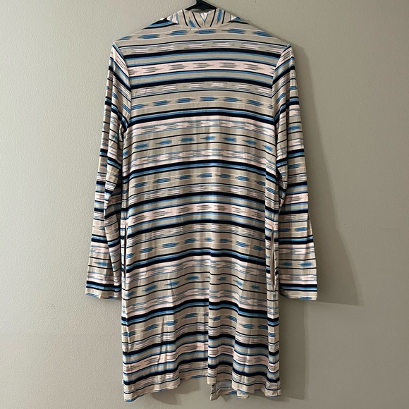 Lands End Lightweight Long Striped Cardigan with Pockets - Small - Picture 9 of 15
